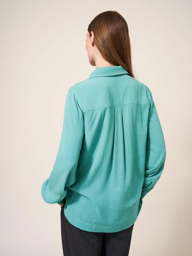 Ella Shirt in MID TEAL - MODEL BACK