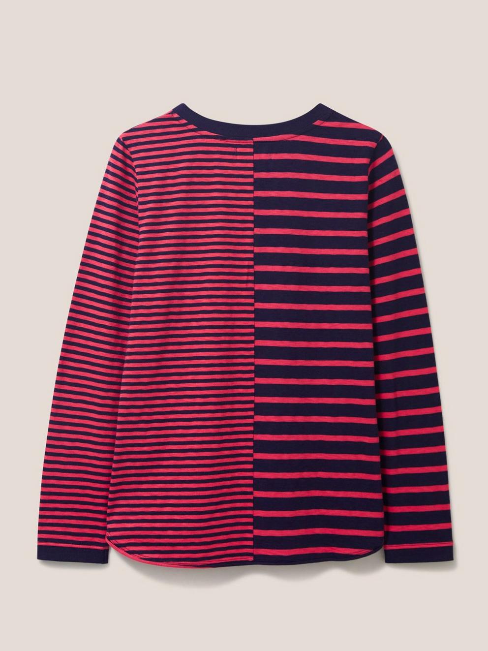 Cassie Stripe T-Shirt in PINK MLT - FLAT BACK