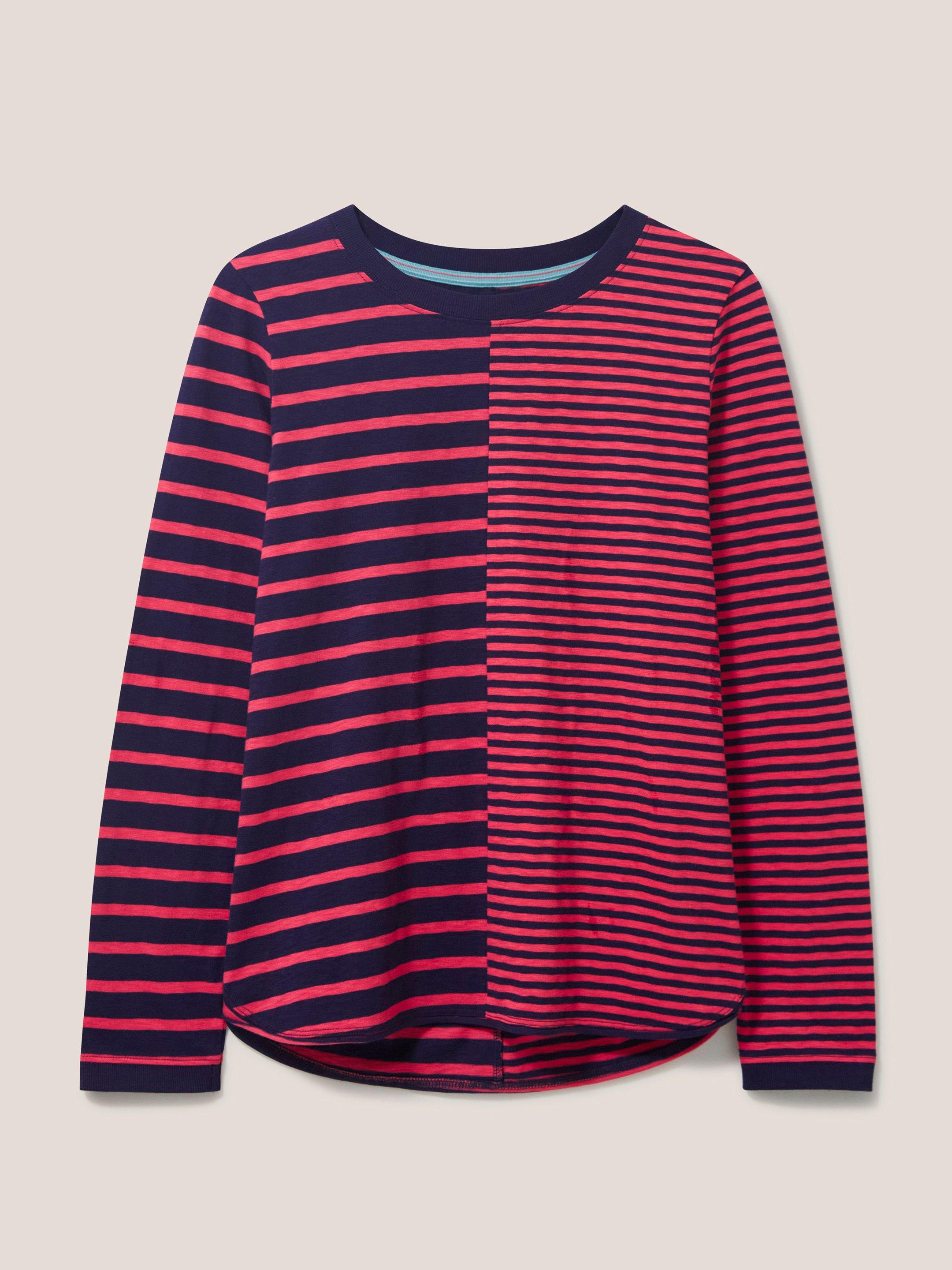 Cassie Stripe T-Shirt in PINK MLT - FLAT FRONT