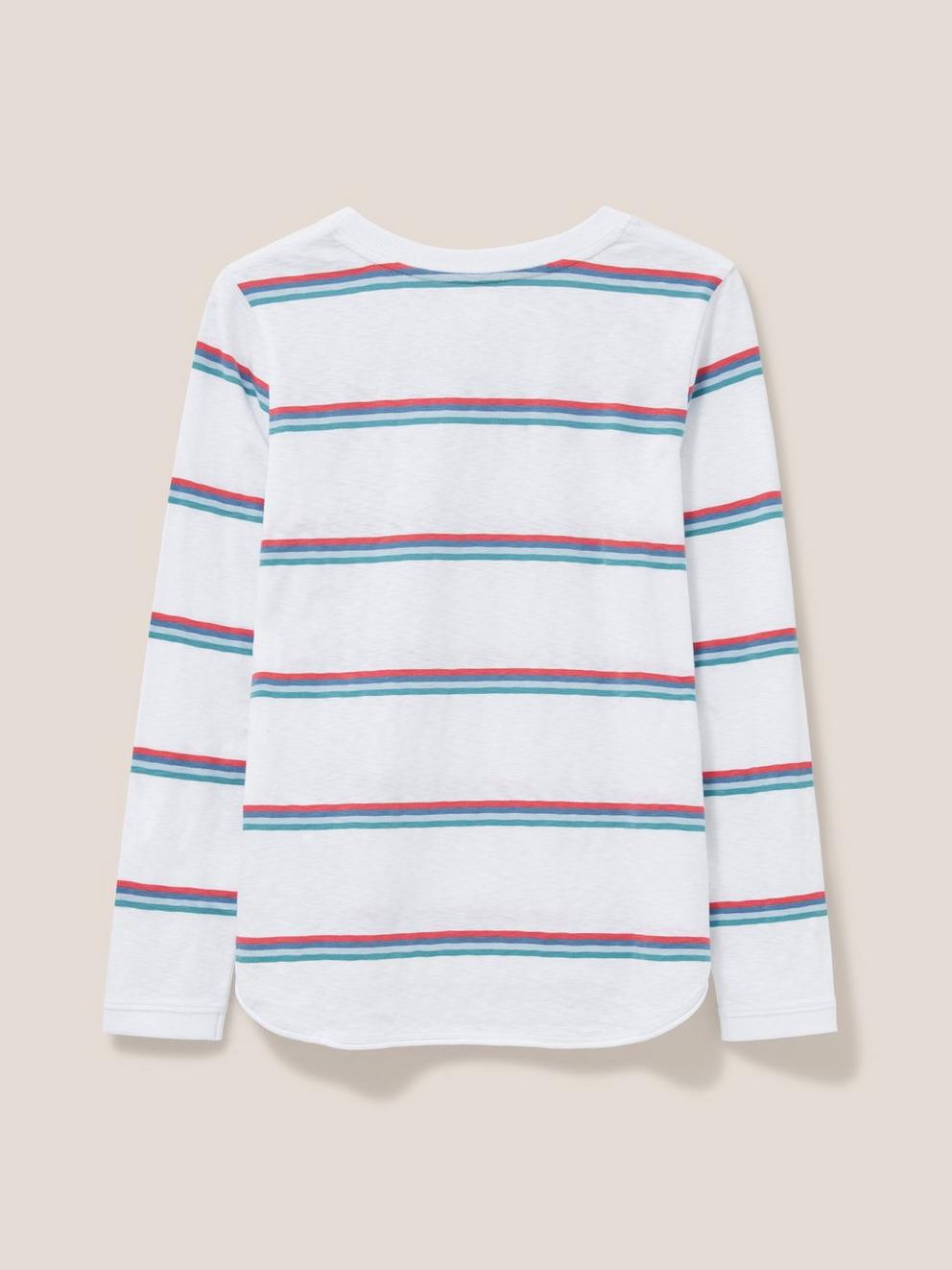 Cassie Stripe T-Shirt in WHITE MLT - FLAT BACK