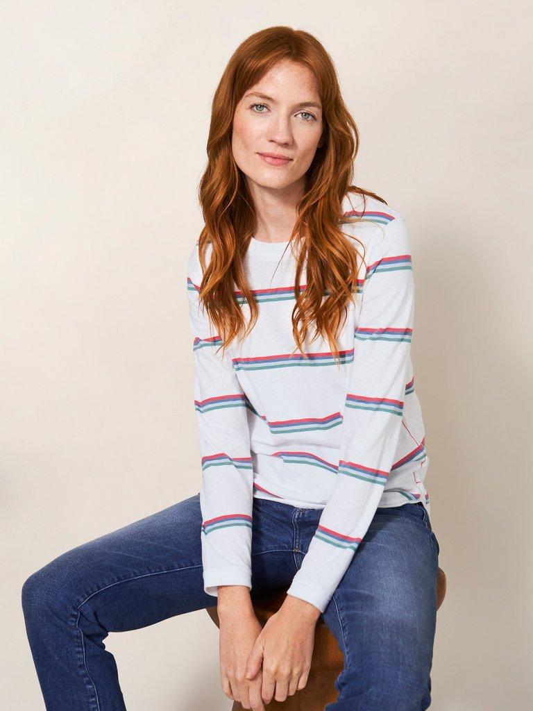 Cassie Stripe T-Shirt in WHITE MULTI