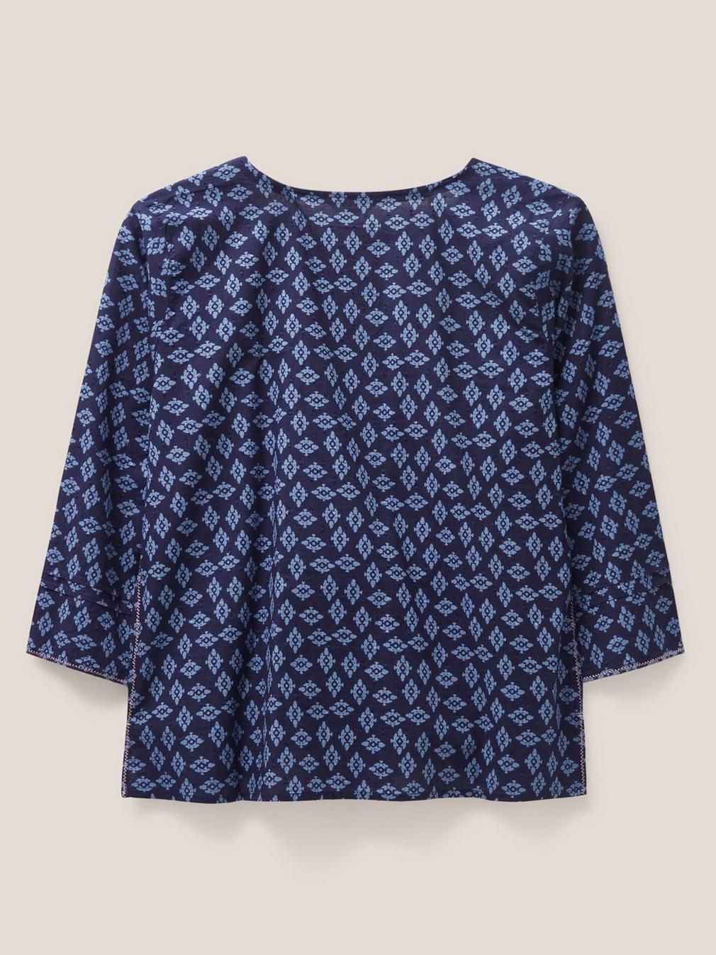 Rae Cotton Top in NAVY MULTI - FLAT BACK