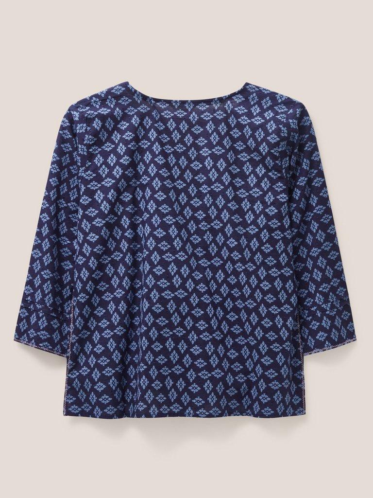 Rae Cotton Top in NAVY MULTI - FLAT BACK