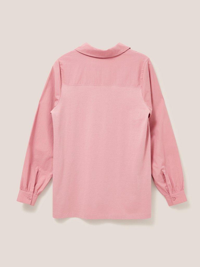 Fran Plain Shirt in MID PINK - FLAT BACK