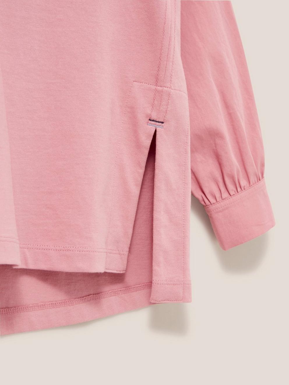 Fran Plain Shirt in MID PINK - FLAT DETAIL