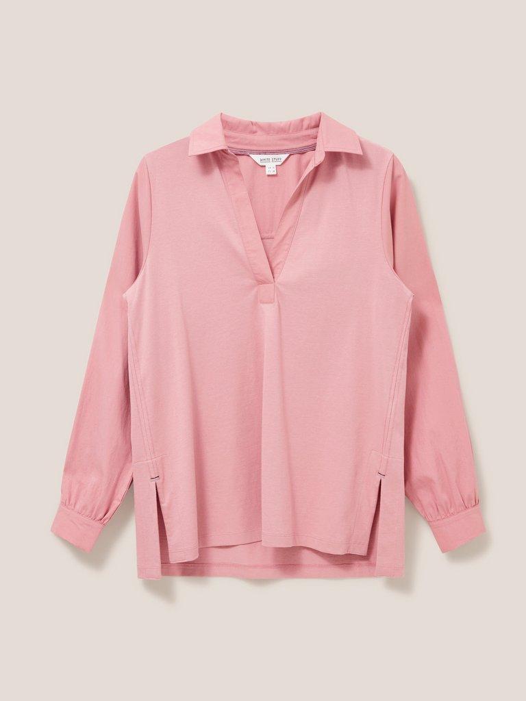 Fran Plain Shirt in MID PINK - FLAT FRONT