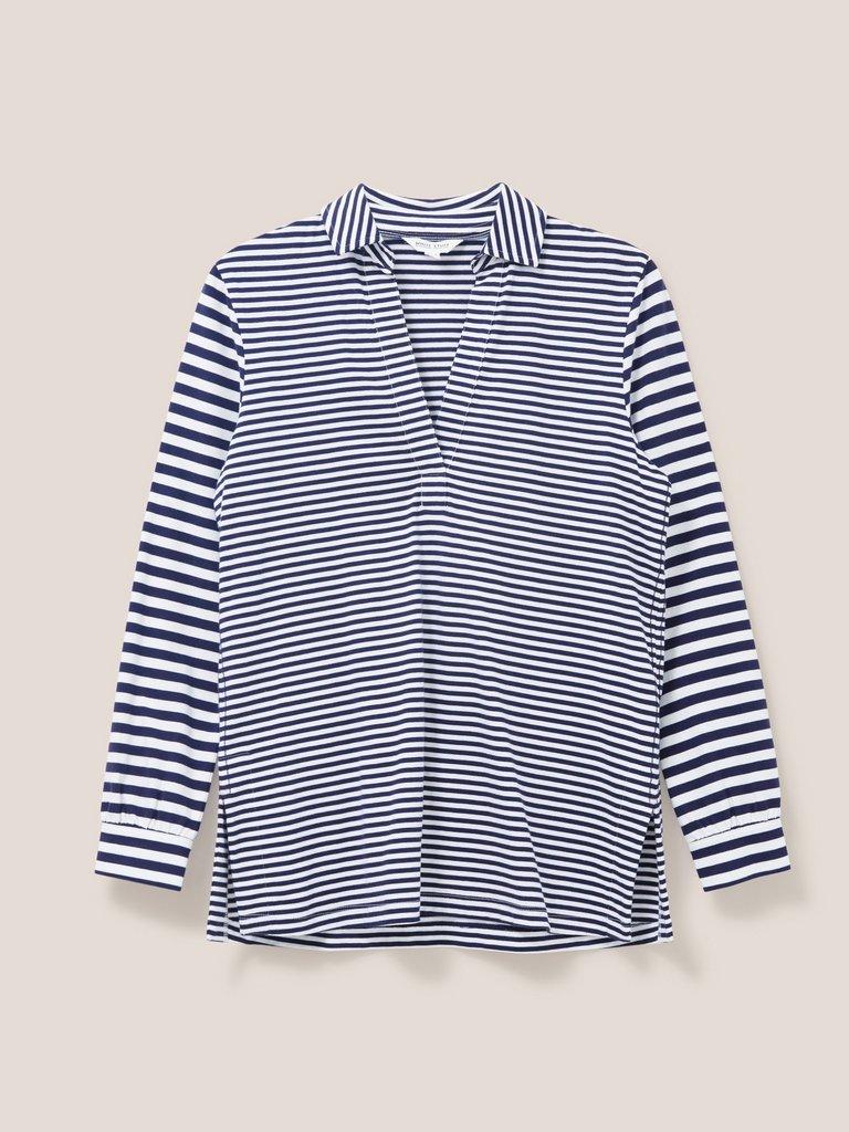 Fran Plain Shirt in NAVY MULTI - FLAT FRONT