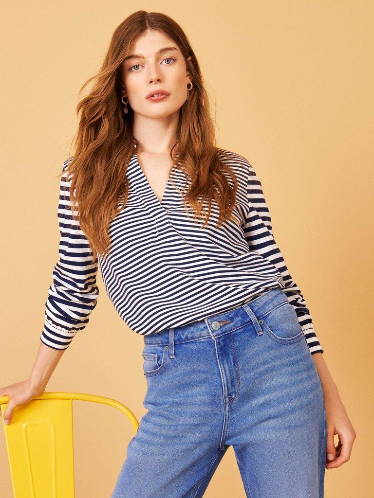 Fran Plain Shirt in NAVY MULTI - MIXED