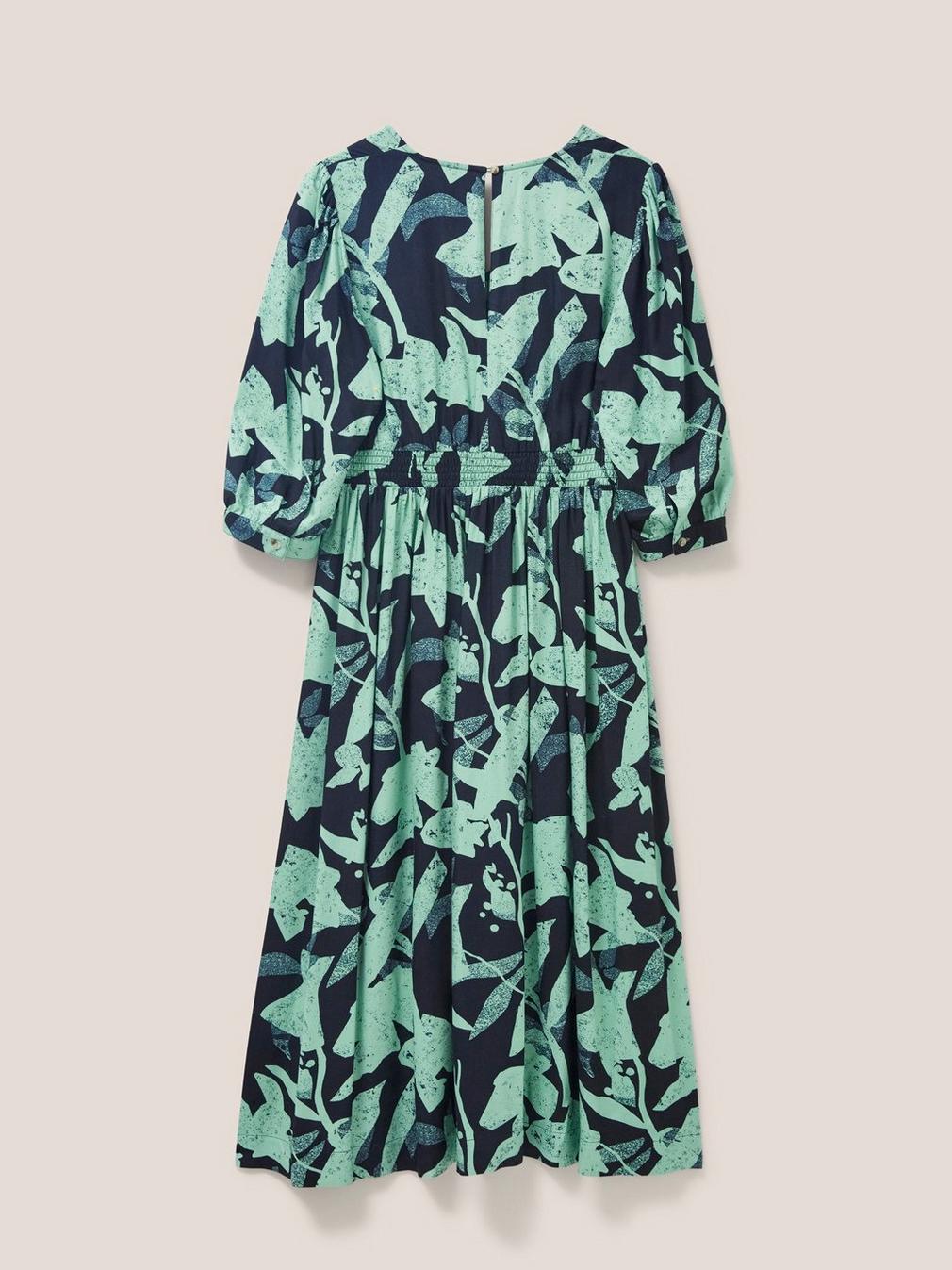 Lucy Eco Vero Midi Dress in GREEN MLT - FLAT BACK