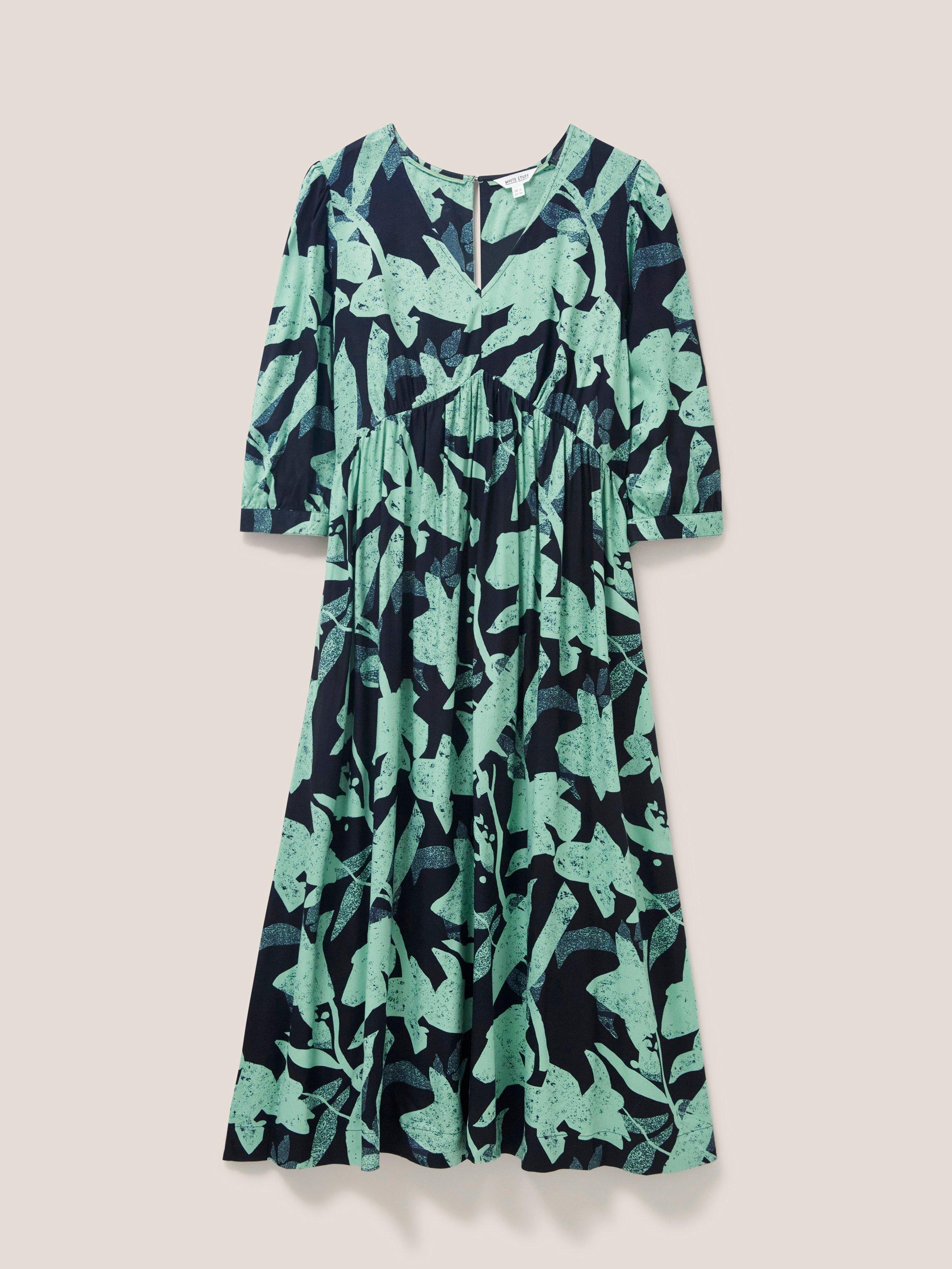 Lucy Eco Vero Midi Dress in GREEN MLT - FLAT FRONT