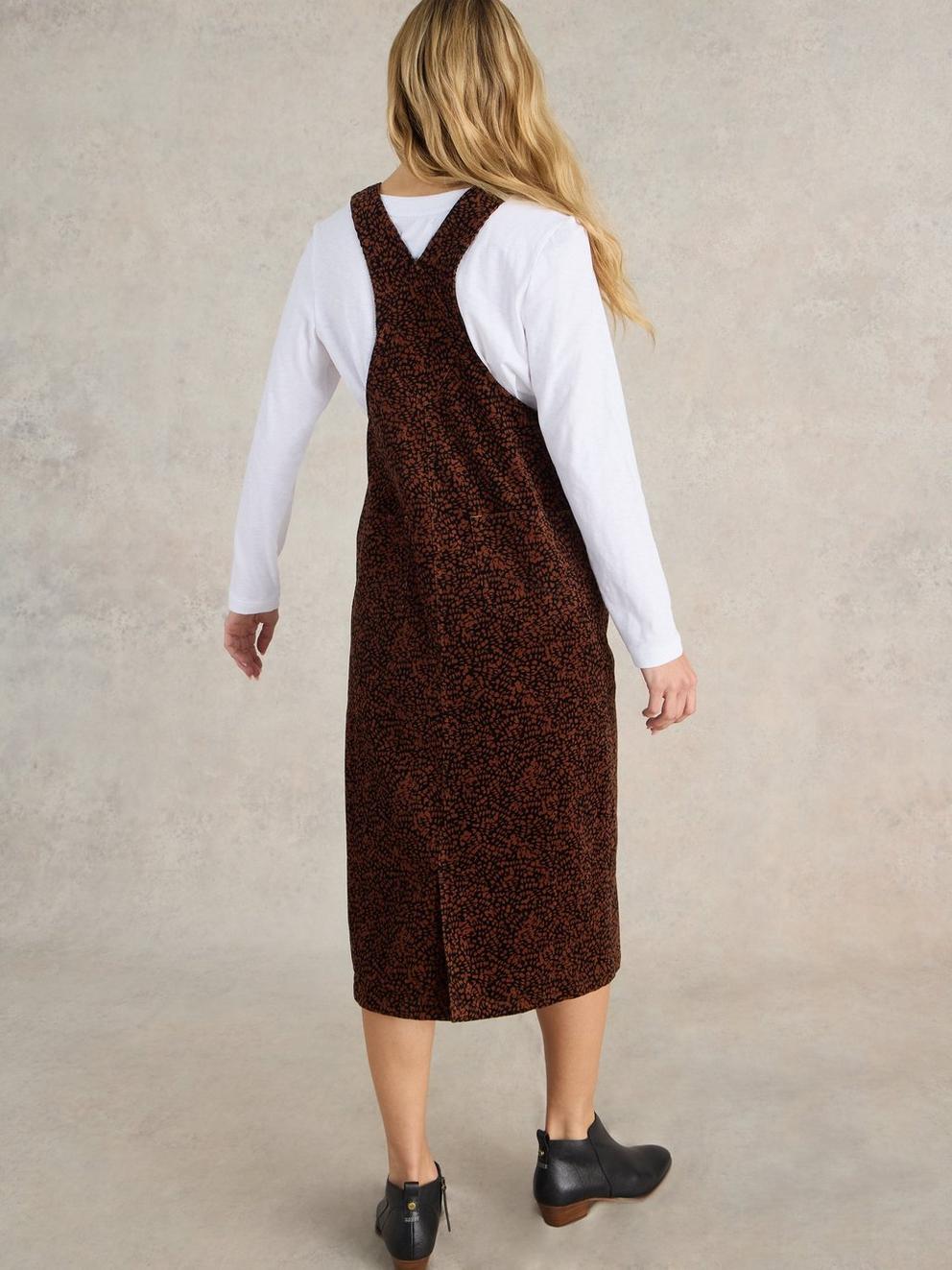 Emmie Organic Cord Pinafore in BLK PR - MODEL BACK