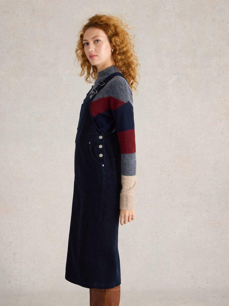 Emmie Organic Cord Pinafore in DARK NAVY - LIFESTYLE