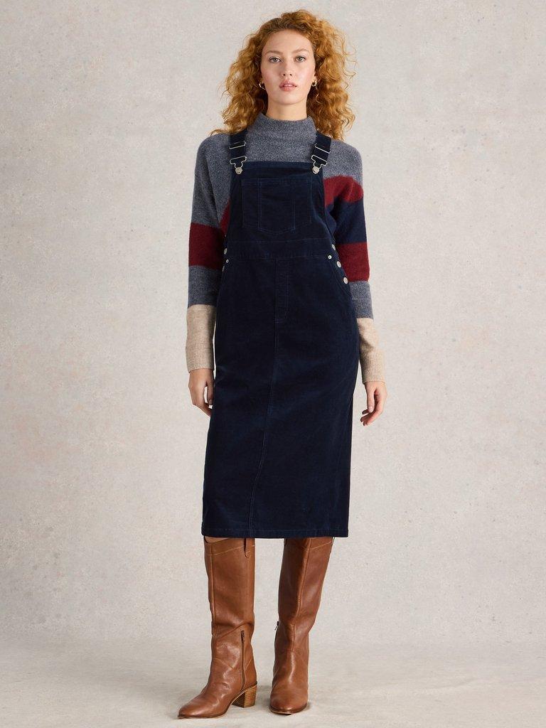 Emmie Organic Cord Pinafore in DARK NAVY