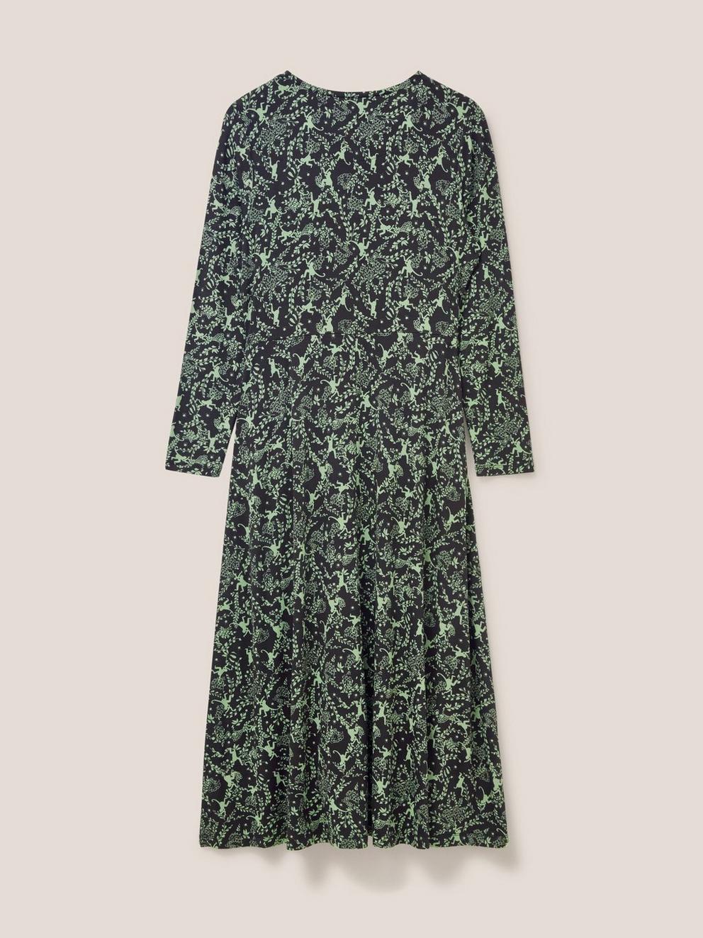 Madeline Jersey Dress in BLK MLT - FLAT BACK