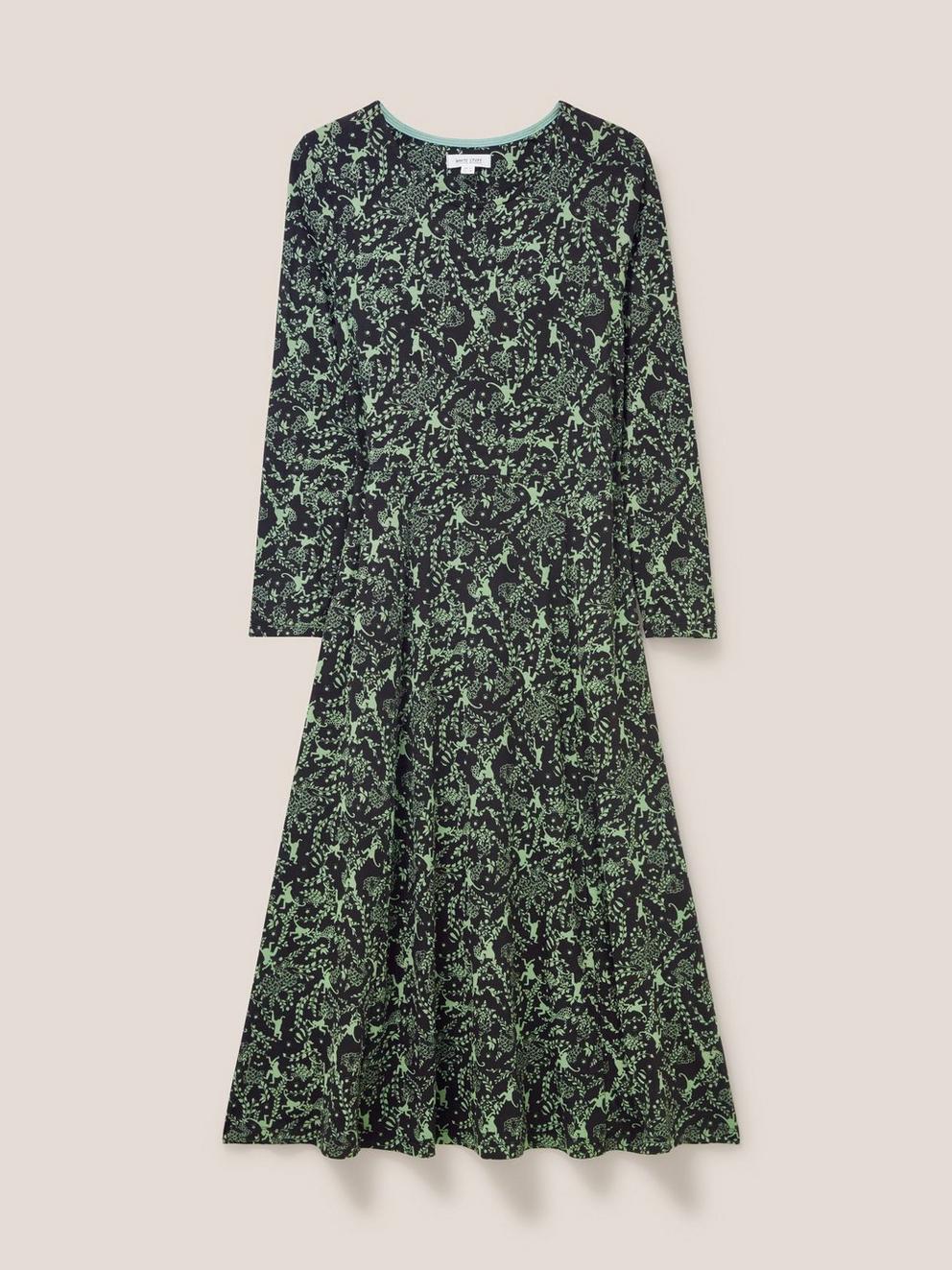 Madeline Jersey Dress in BLK MLT - FLAT FRONT