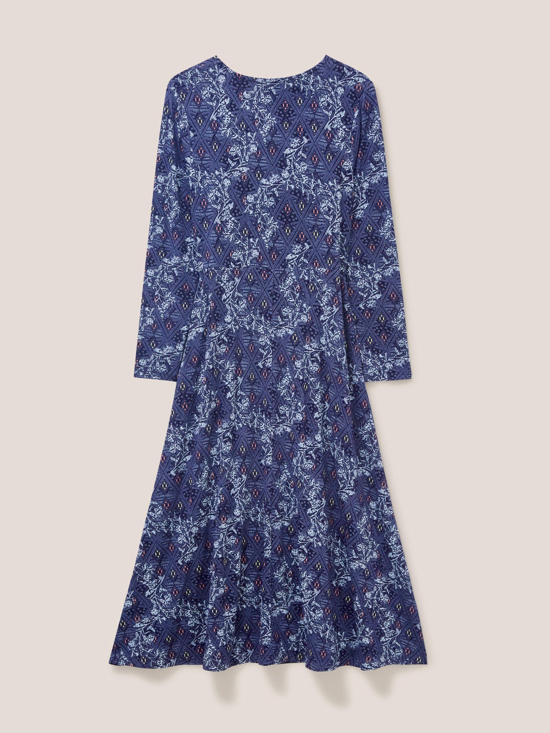 Madeline Jersey Dress in BLUE MLT - FLAT BACK