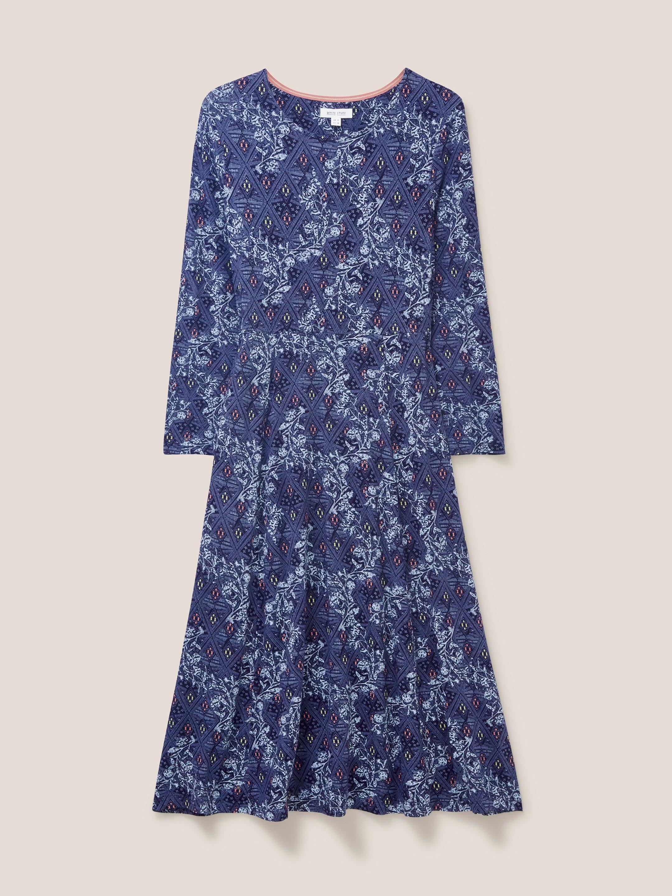 Madeline Jersey Dress in BLUE MLT - FLAT FRONT