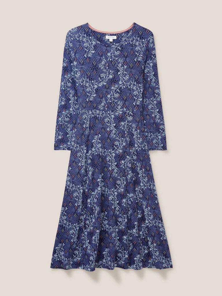 Madeline Jersey Dress in BLUE MLT - FLAT FRONT