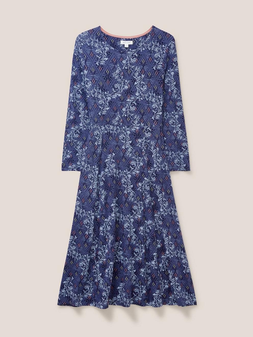 Madeline Jersey Dress in BLUE MLT - FLAT FRONT