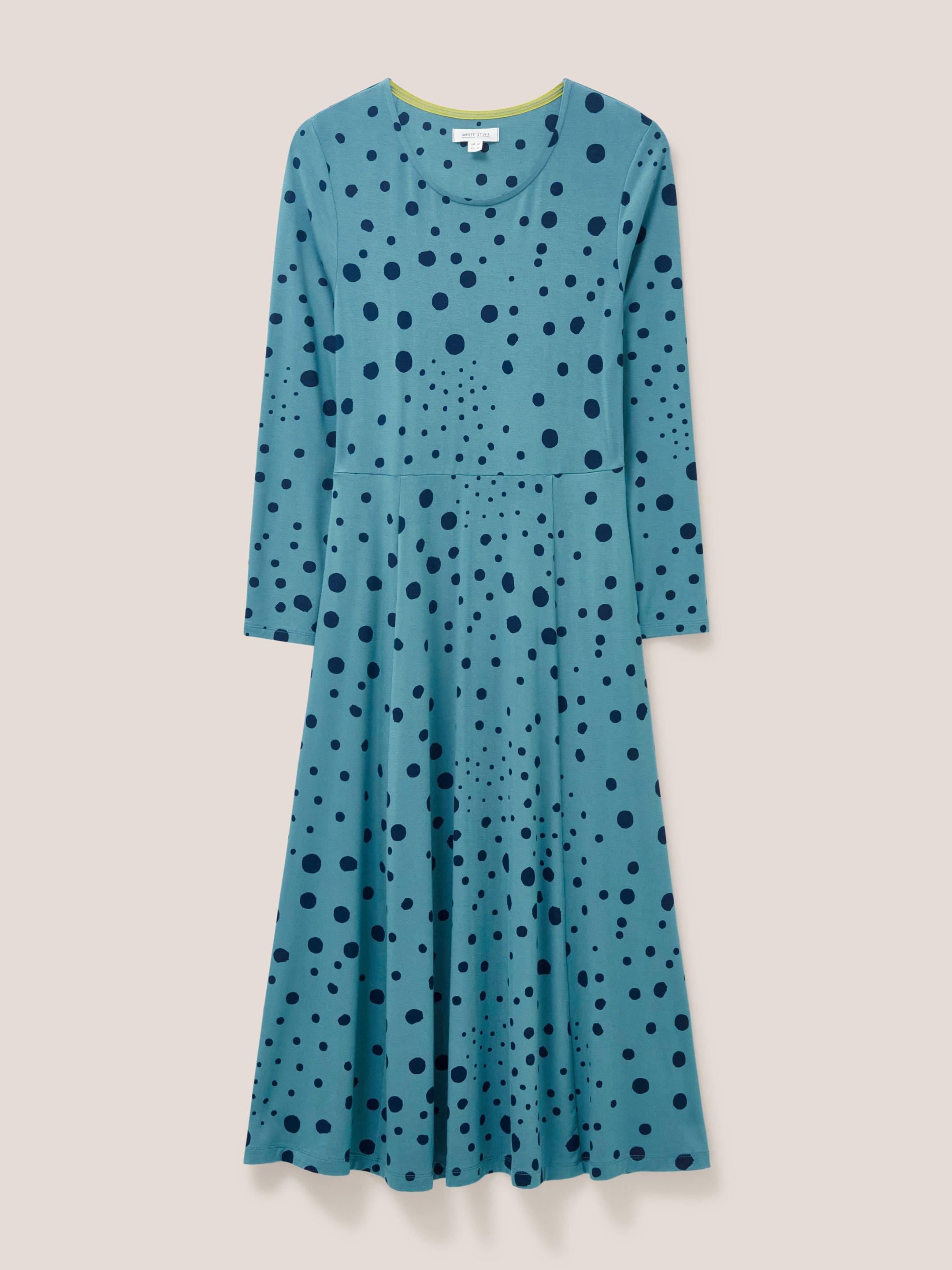 Madeline Jersey Dress in TEAL MLT - FLAT FRONT