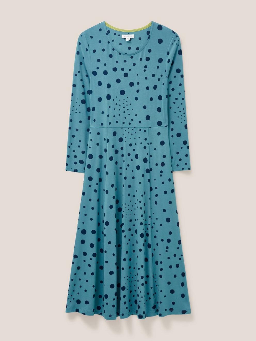 Madeline Jersey Dress in TEAL MLT - FLAT FRONT