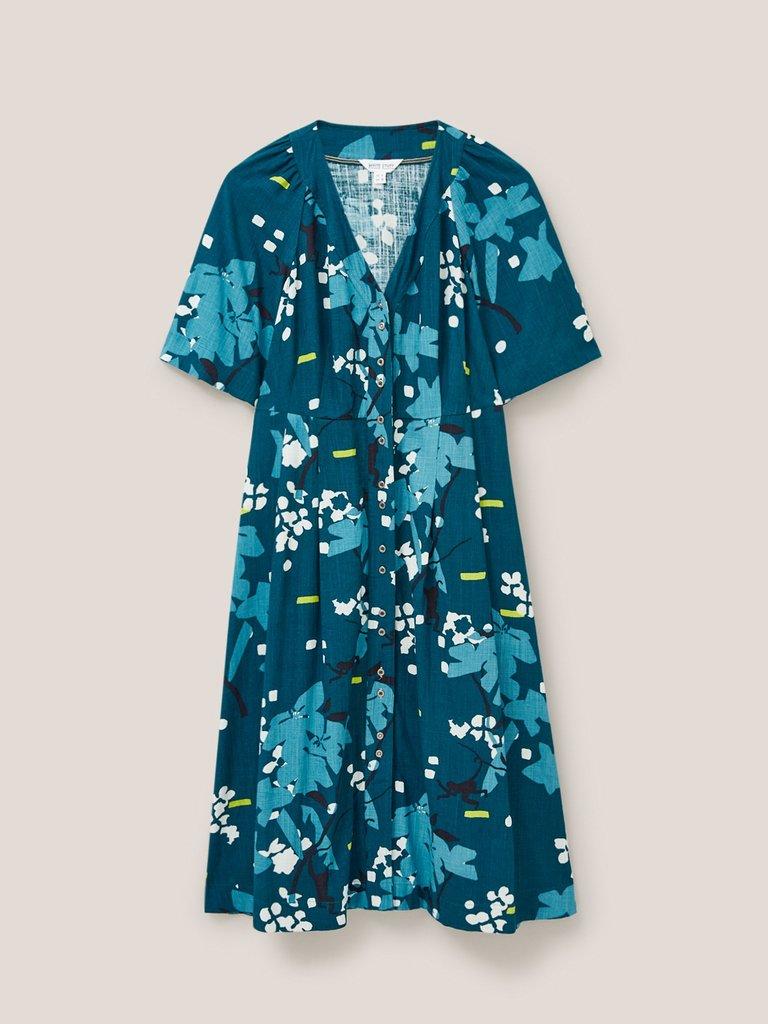 Izzie Mid Length Dress in TEAL MLT - FLAT FRONT
