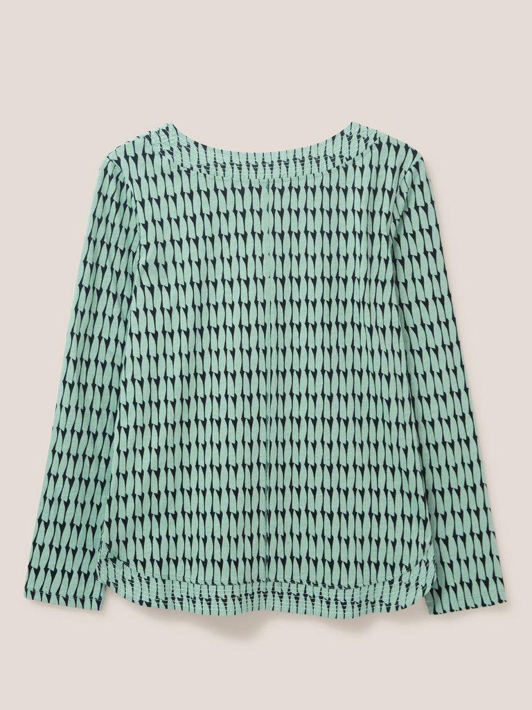 LONG SLEEVE WEAVER TEE in GREEN MLT - FLAT BACK