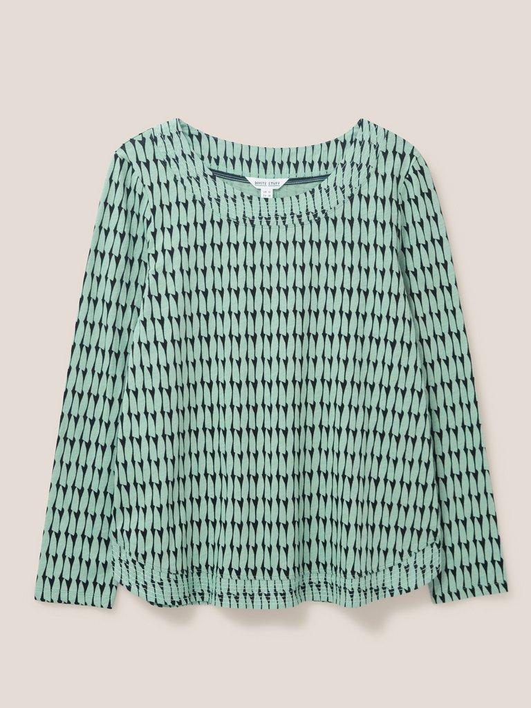 LONG SLEEVE WEAVER TEE in GREEN MLT - FLAT FRONT