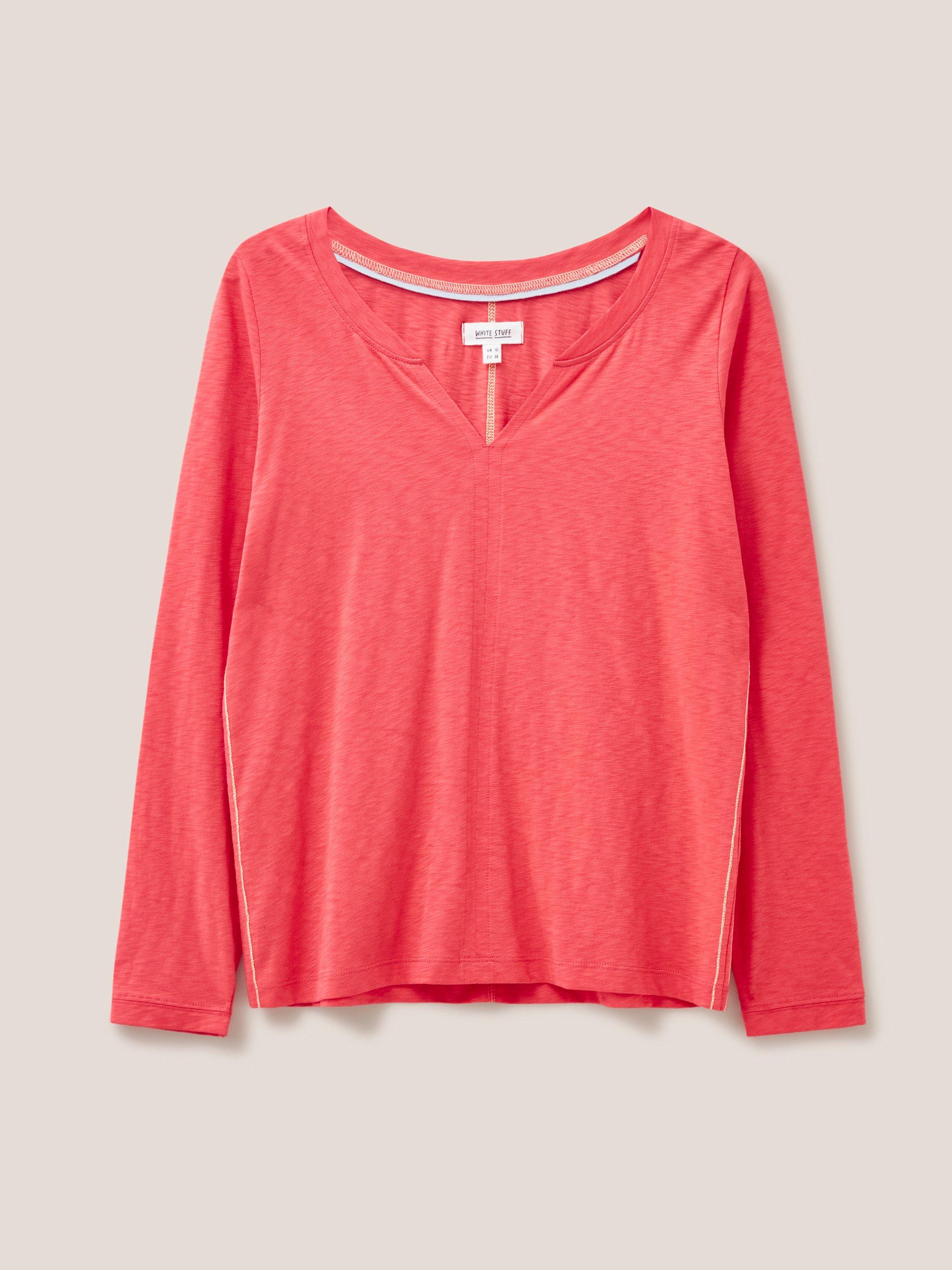 Nelly Long Sleeve T-Shirt in BRT PINK - FLAT FRONT
