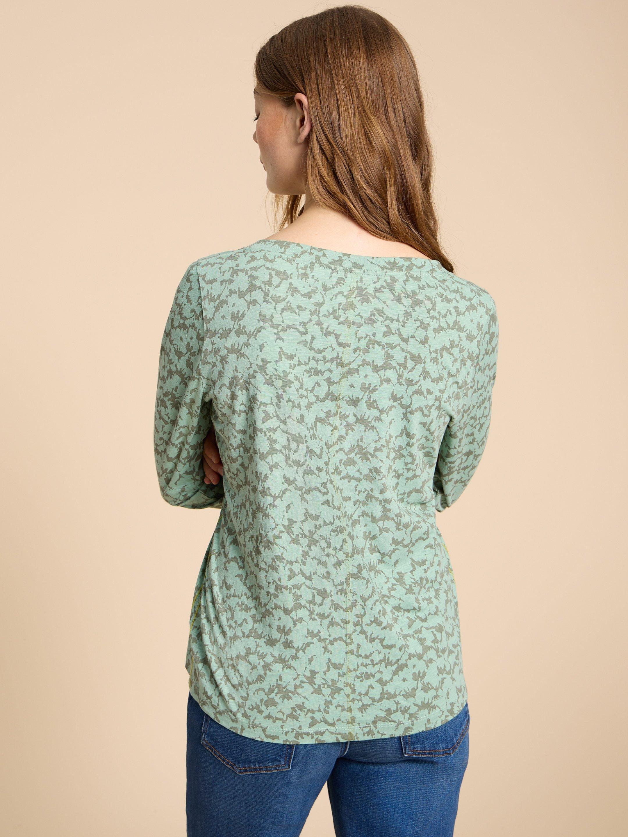 Nelly Long Sleeve T-Shirt in GREEN PR - MODEL BACK