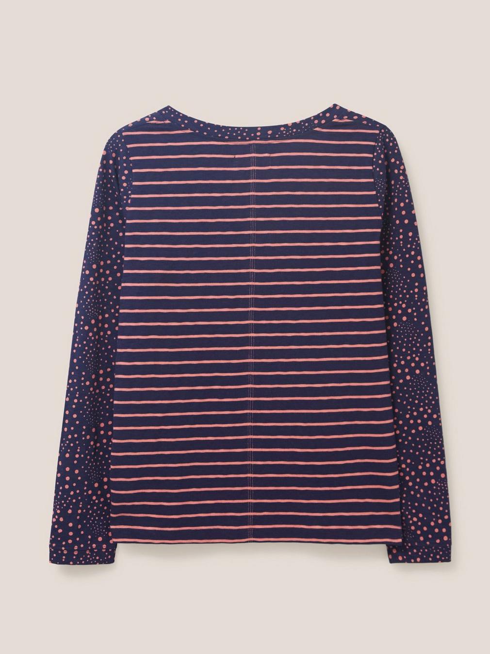 Nelly Long Sleeve T-Shirt in NAVY MULTI - FLAT BACK