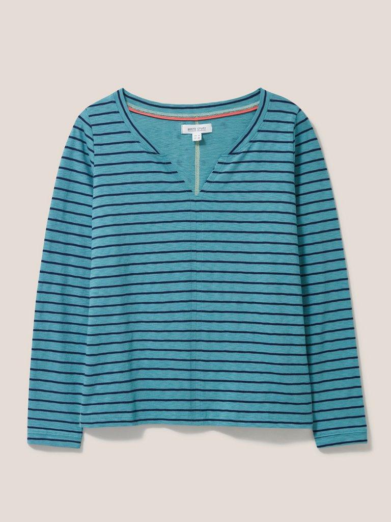 Nelly Long Sleeve T-Shirt in TEAL MLT - FLAT FRONT