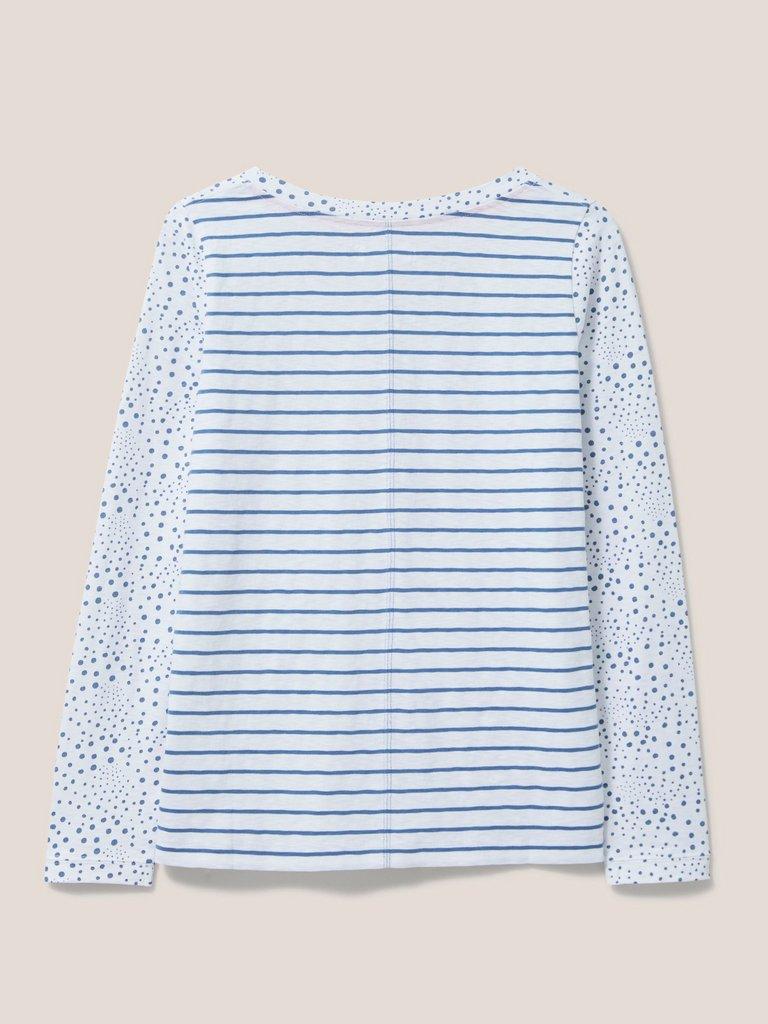 Nelly Long Sleeve T-Shirt in WHITE MLT - FLAT BACK