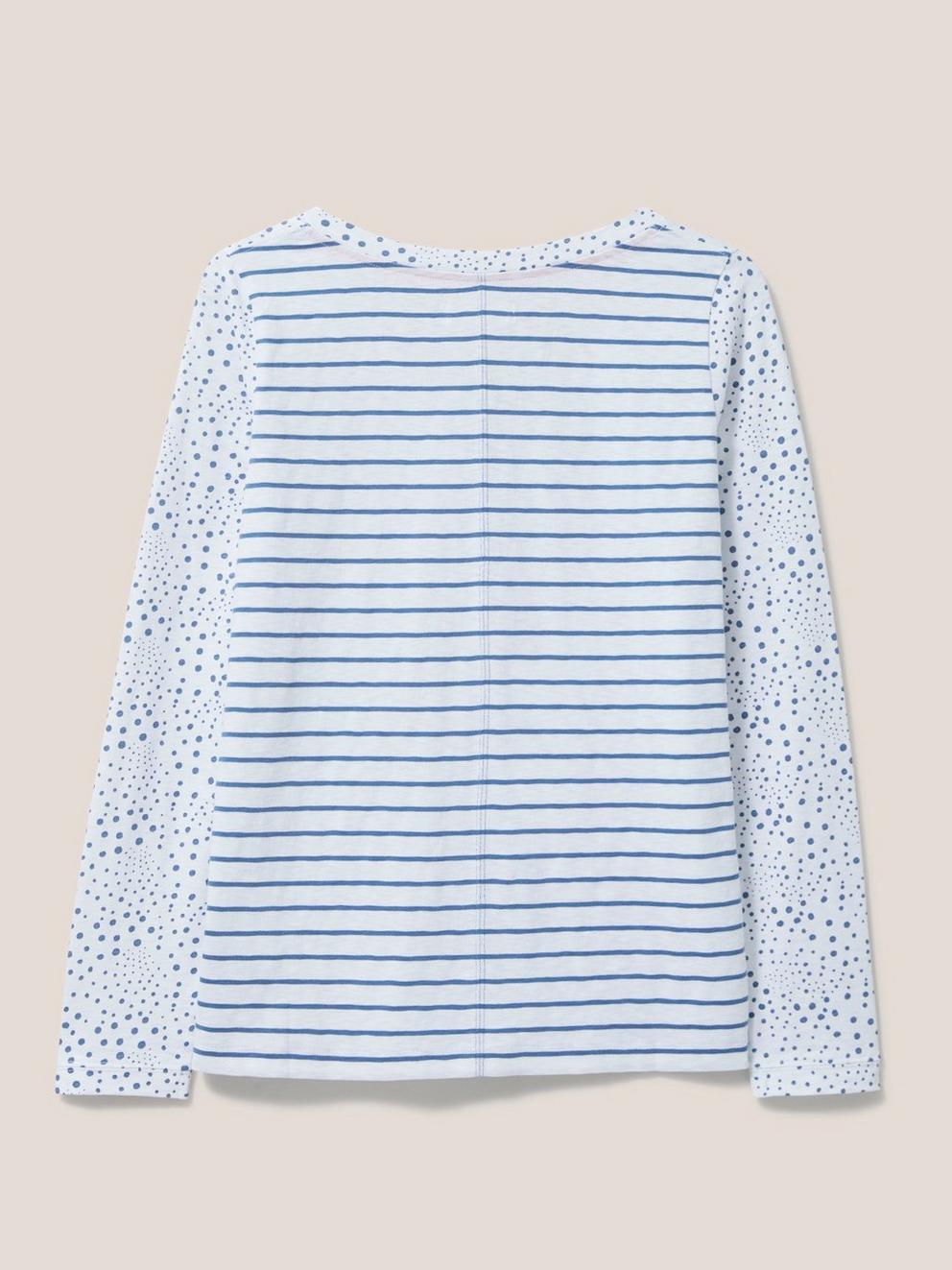 Nelly Long Sleeve T-Shirt in WHITE MLT - FLAT BACK