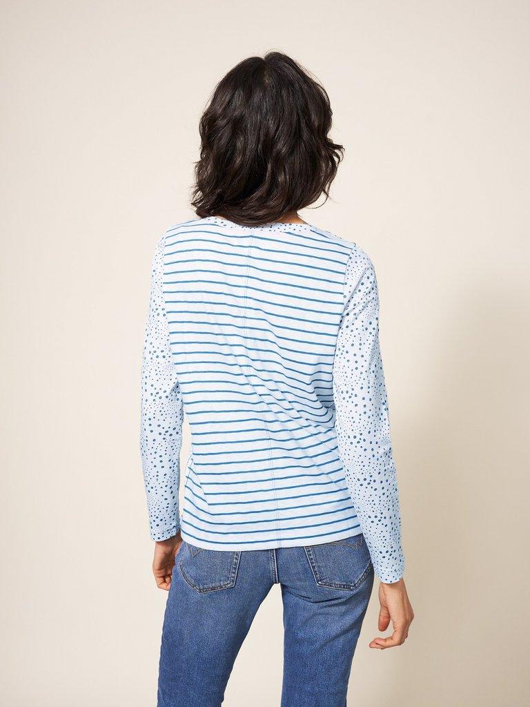 Nelly Long Sleeve T-Shirt in WHITE MLT - MODEL BACK