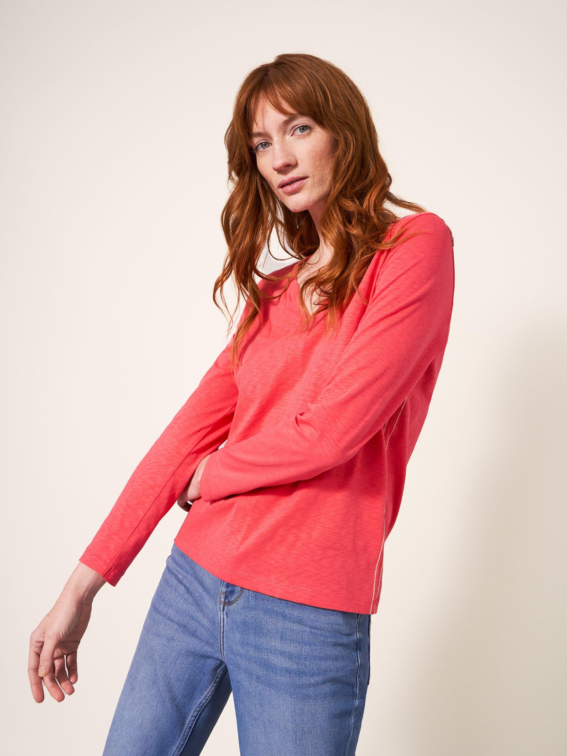 Nelly Long Sleeve T-Shirt in BRT PINK - undefined