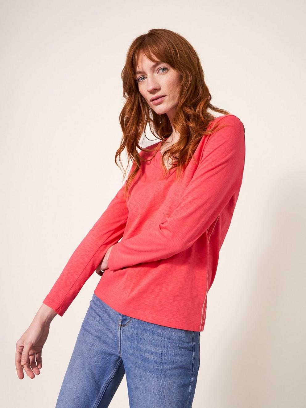 Nelly Long Sleeve T-Shirt in BRT PINK - undefined