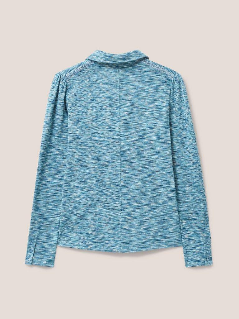 Rosie Ribbed Jersey Shirt in TEAL MLT - FLAT BACK