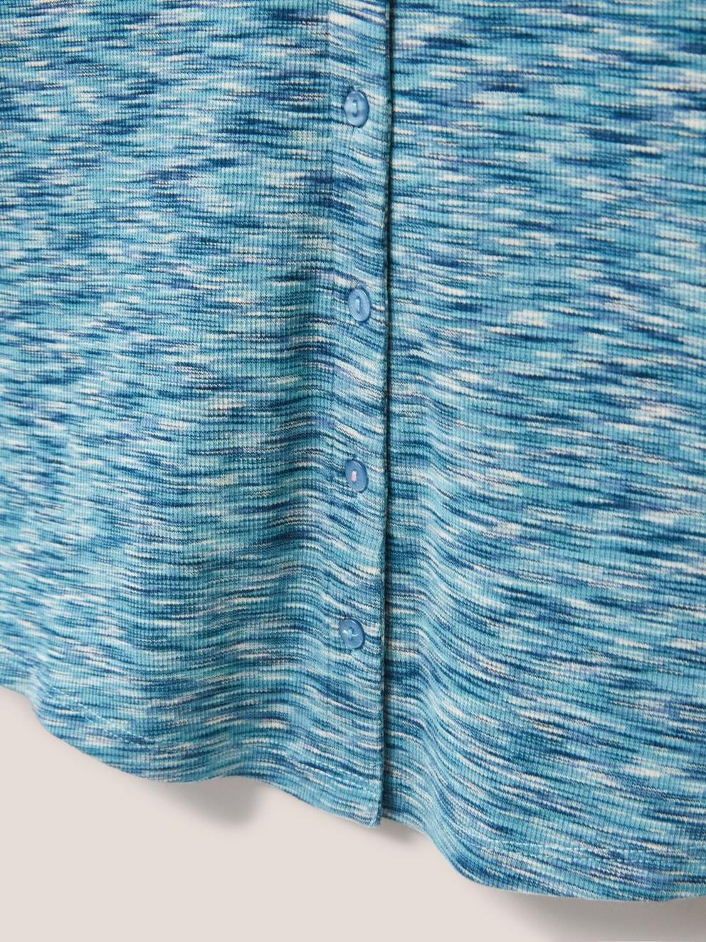 Rosie Ribbed Jersey Shirt in TEAL MLT - FLAT DETAIL