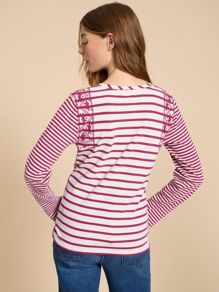 WHISPER INTERLOCK TEE in PINK MLT - MODEL BACK