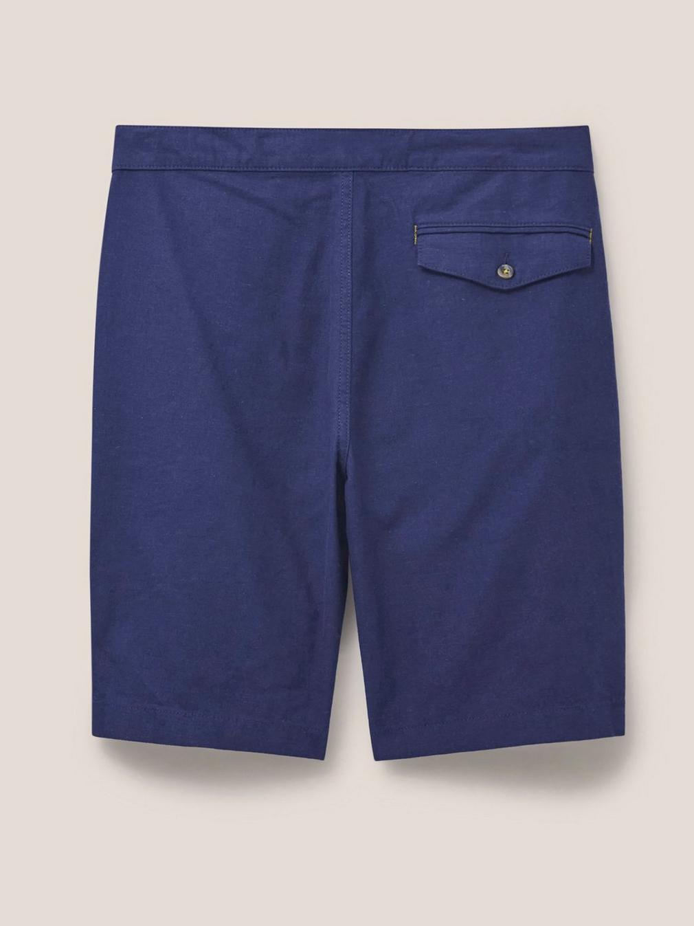 Linen Blend Short in DARK NAVY - FLAT BACK