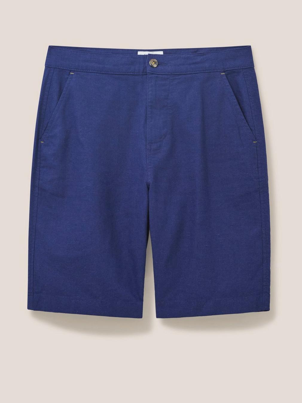 Linen Blend Short in DARK NAVY - FLAT FRONT