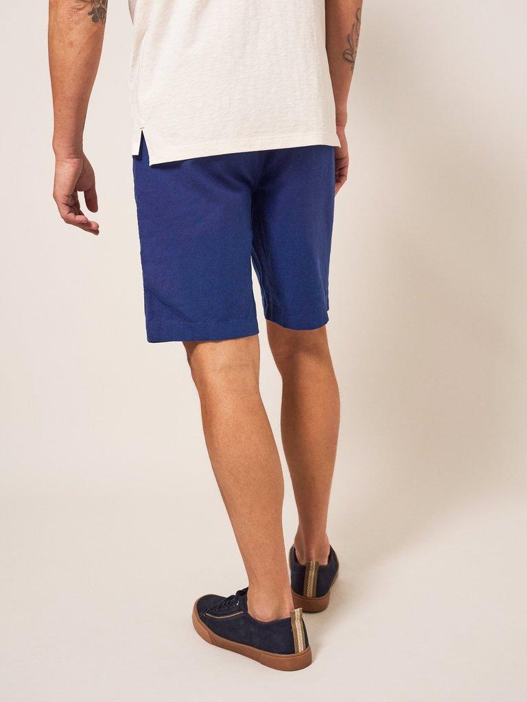 Linen Blend Short in DARK NAVY - MODEL BACK