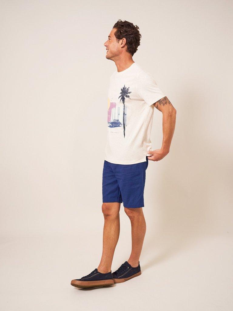 Linen Blend Short in DARK NAVY - MODEL FRONT