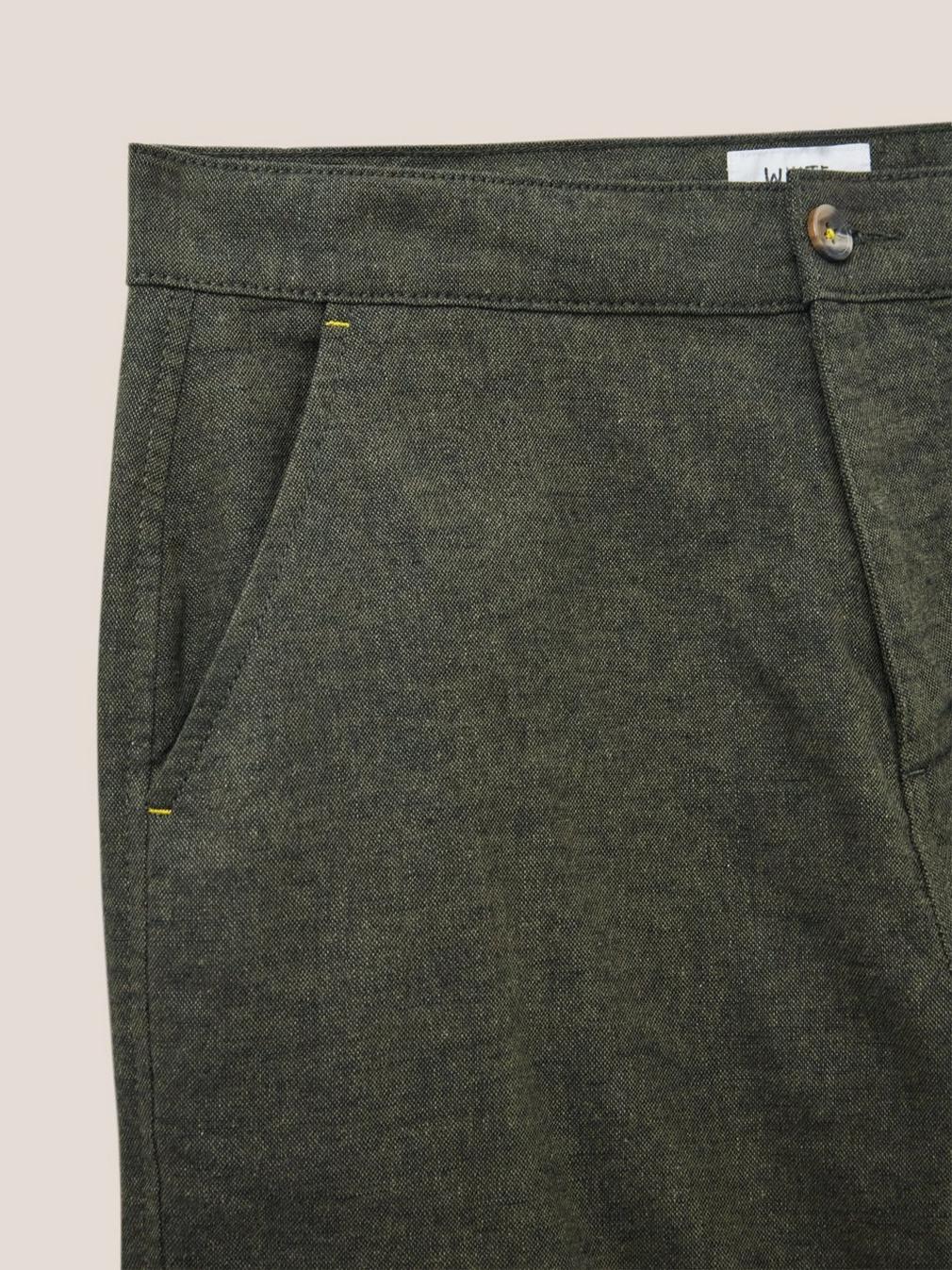 Linen Blend Short in KHAKI GRN - FLAT DETAIL