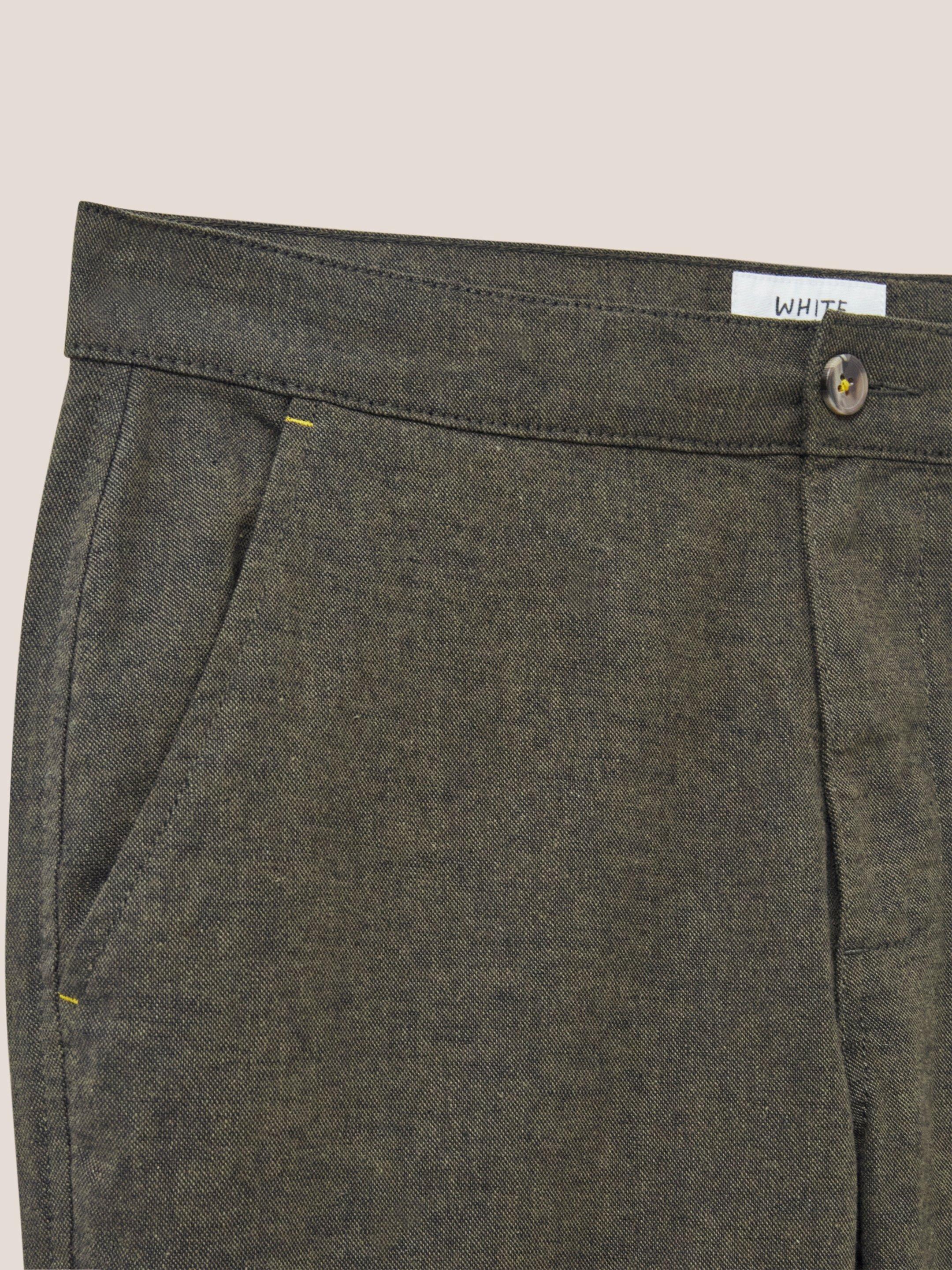 Blend Trouser Linen in KHAKI GRN - FLAT DETAIL