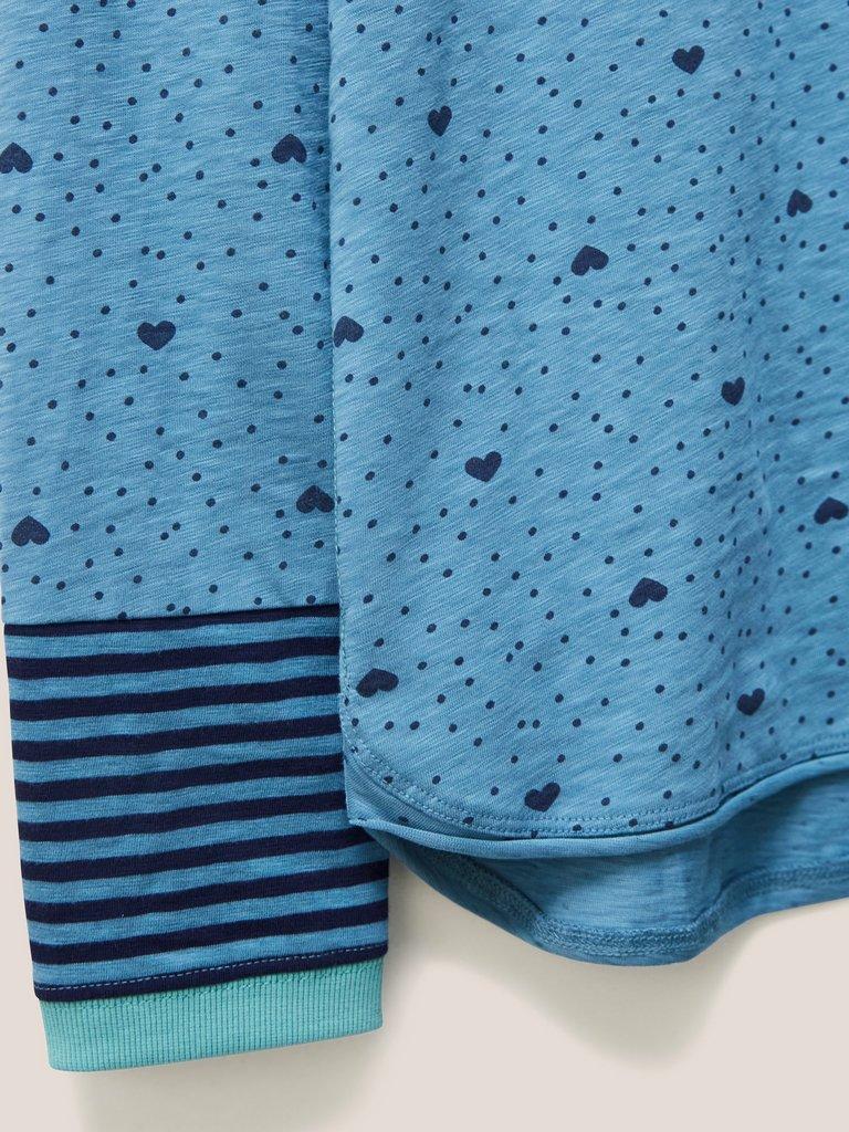 Cassie Printed Tee in TEAL PR - FLAT DETAIL