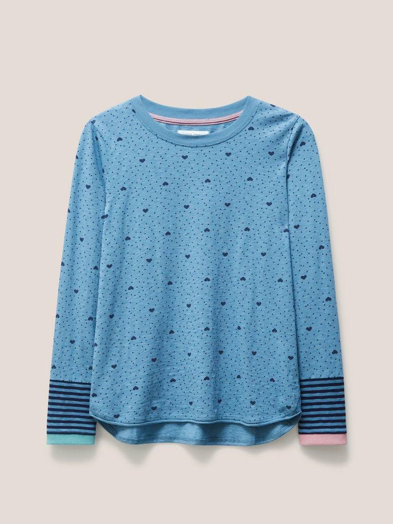 Cassie Printed Tee in TEAL PR - FLAT FRONT