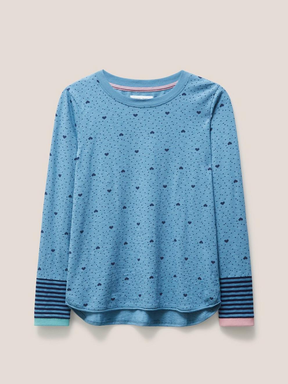 Cassie Printed Tee in TEAL PR - FLAT FRONT