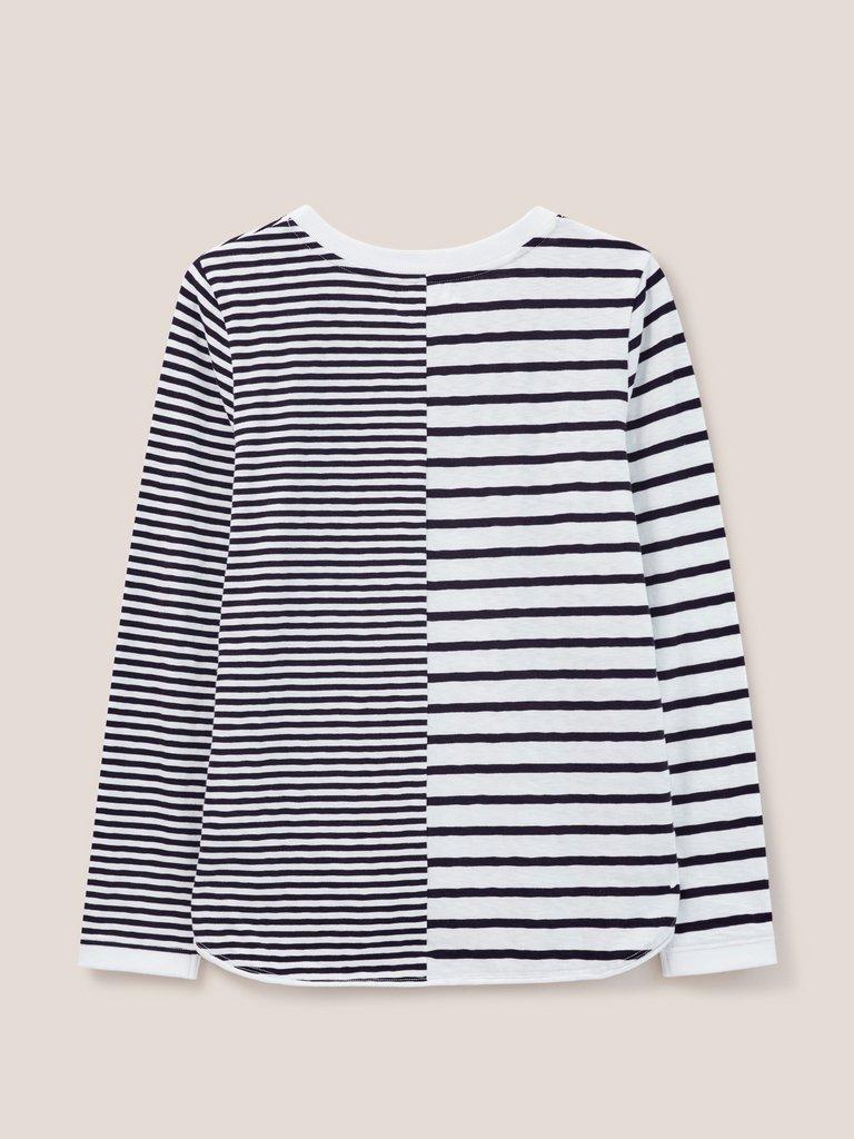 Cassie Stripy Tee in NAVY MULTI - FLAT BACK